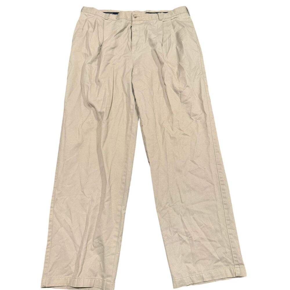 Roundtree & Yorke Men's Pleated Khaki Chino Cotton Polyester Pants Size 40x32
